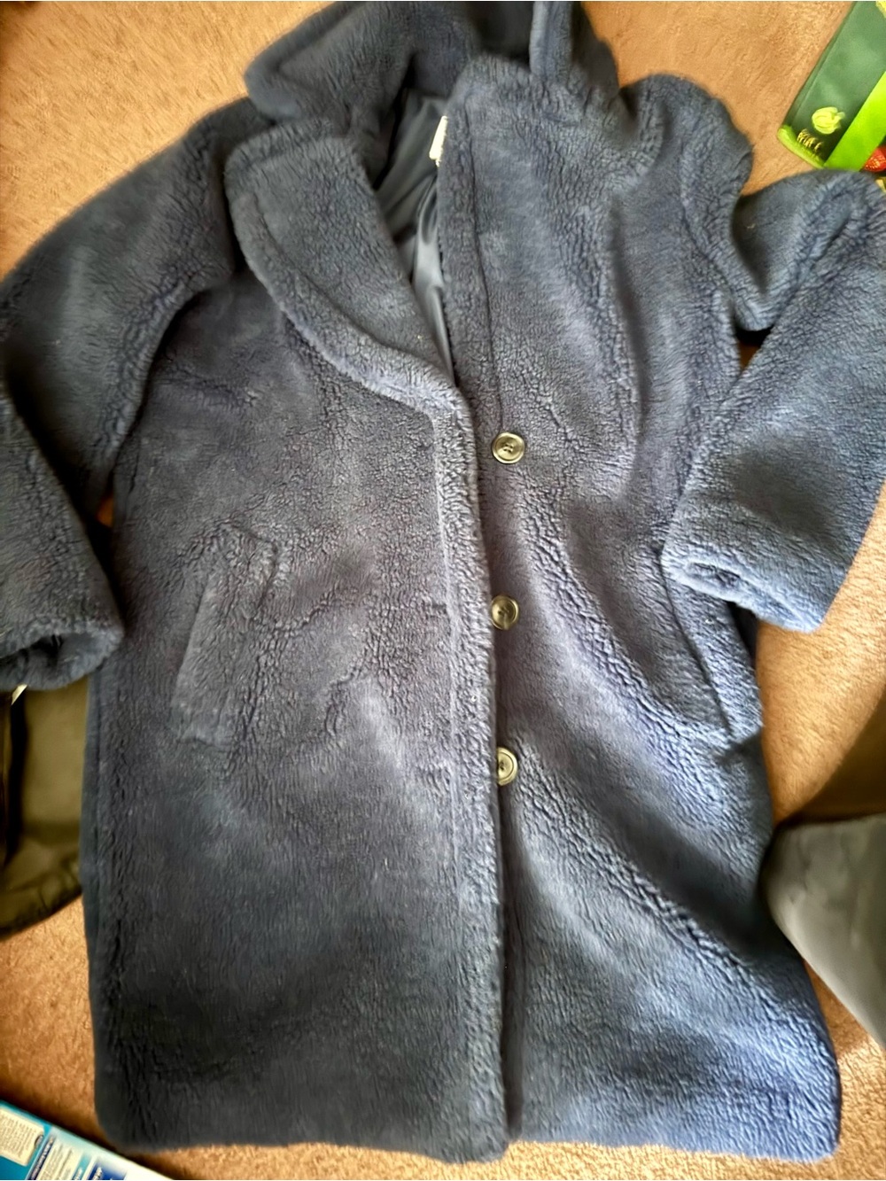 GAP Navy Faux Shearling Cozy Preppy coat